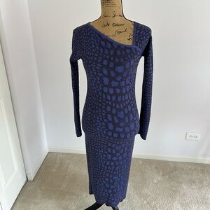 M MISSONI ANIMAL PRINT COCKTAIL LONG SLEEVE MIDI DRESS SIZE 44 (EU)